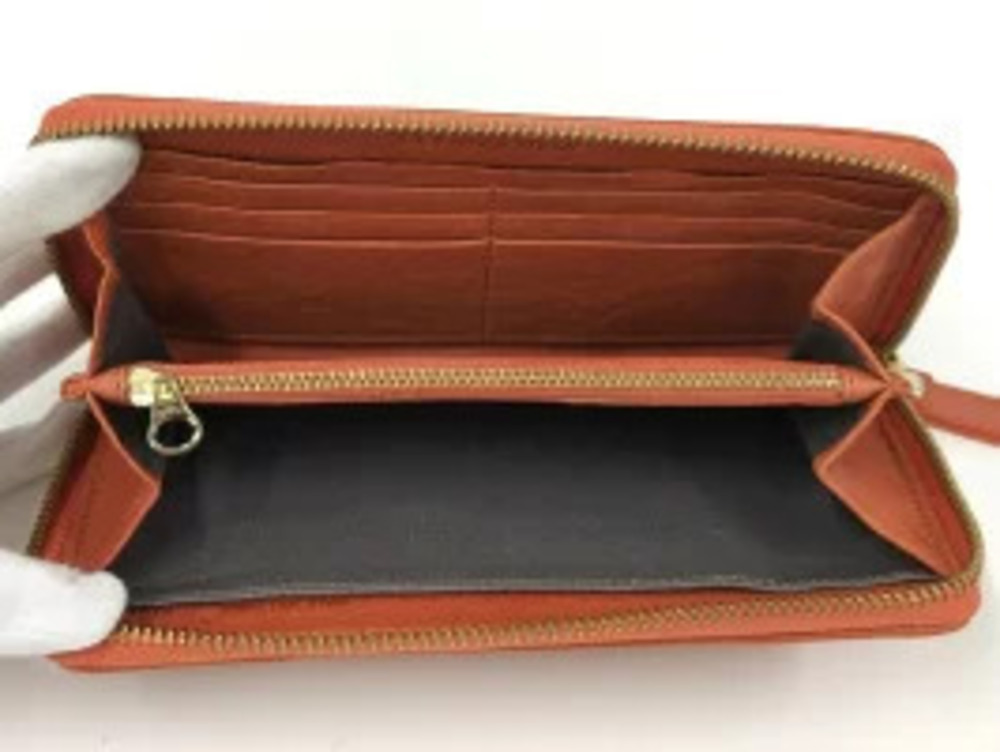 Chloe Wallet Orange Long Leather Zipper Round Orange